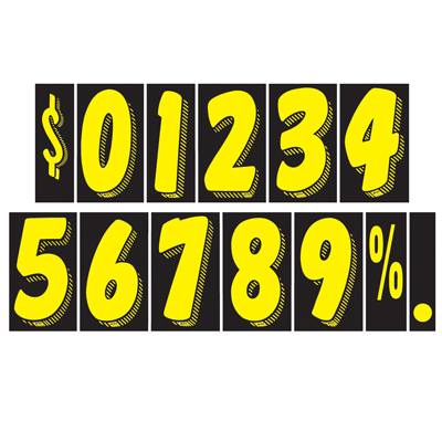7 1/2 inch Yellow & Black Adhesive Number {EZ158}