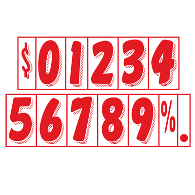 7 1/2 inch Red & White Adhesive Number {EZ165}