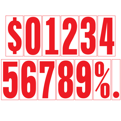 5 1/2 inch Red & White Adhesive Number