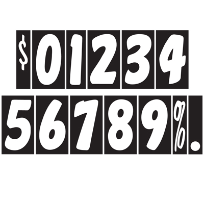 7 1/2 inch White & Black  Number