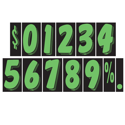 7 1/2 inch True Green & Black Adhesive Number