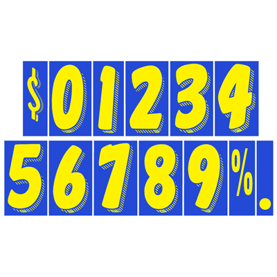 7 1/2 inch Blue & Yellow Adhesive Number