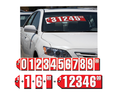 EZ Line Vinyl Decals for Cars Red and Yellow Large Number Stickers 11 Dozen Windshield Numbers Pro Pack Dealer Supplies EZ136