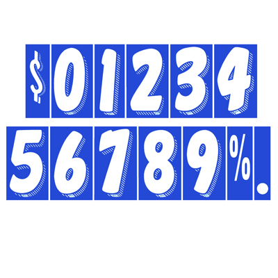 7 1/2 inch White & Blue Adhesive Number