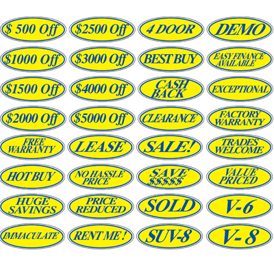 Blue & Yellow Oval Signs {EZ197-B}