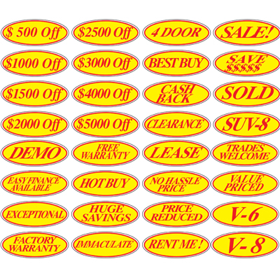 Red & Yellow Oval Signs {EZ197-R}