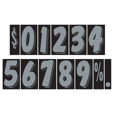 7 1/2 inch Silver & Black Adhesive Number