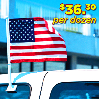 Car Flag with Window Clip - American