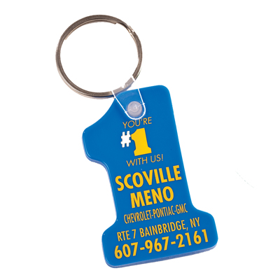 Number 1 Shape Soft-Touch Key Fob {EZ471}
