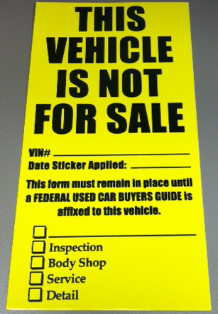 Vehicle Not For Sale Decal {EZ605}