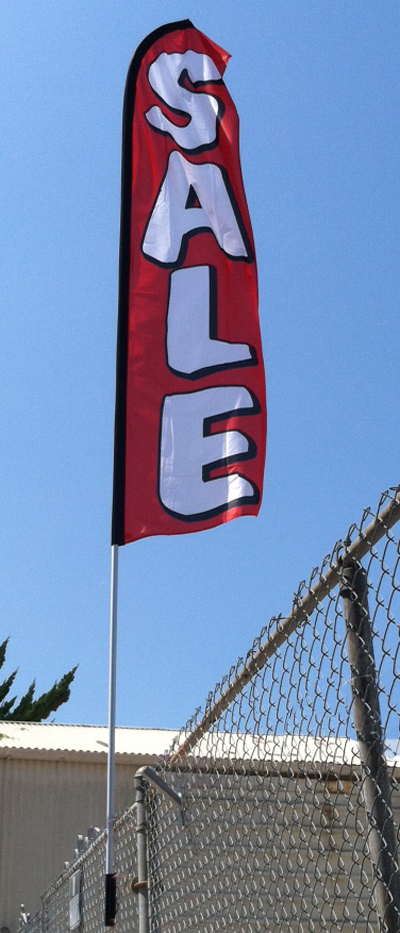 Custom Swooper Flag & Pole Kit w/Fence Straight Base {EZ828-CUST}