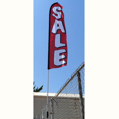 Custom Swooper Flag & Pole Kit w/Fence Straight Base {EZ828-CUSTD}