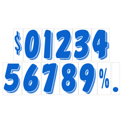 7 1/2 Inch Blue & White Adhesive Number