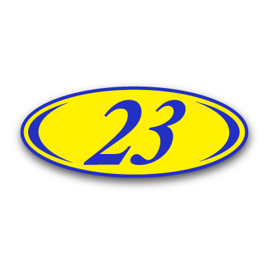Blue & Yellow Two Digit Oval Year Model {EZ225-B}