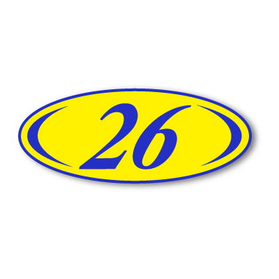 Blue & Yellow Two Digit Oval Year Model {EZ225-B}