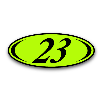 Chartreuse & Black Two Digit Oval  Year Model {EZ225-C}