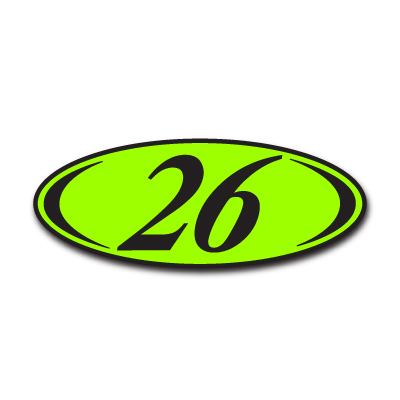 Chartreuse & Black Two Digit Oval  Year Model {EZ225-C}