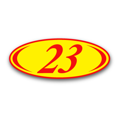 Red & Yellow Two Digit Oval Year Model {EZ225-R}