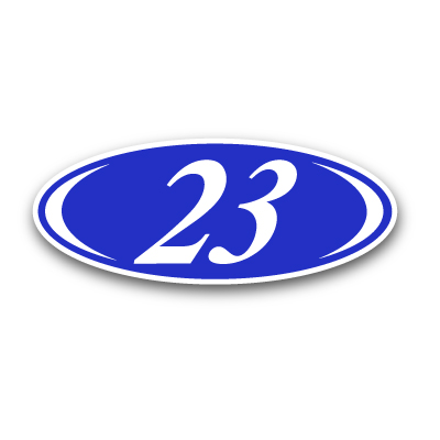 White & Blue Two Digit Oval Year Model {EZ225-WB}