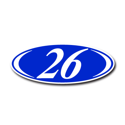 White & Blue Two Digit Oval Year Model {EZ225-WB}