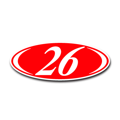 White & Red Two Digit Oval Year Model {EZ225-WR}