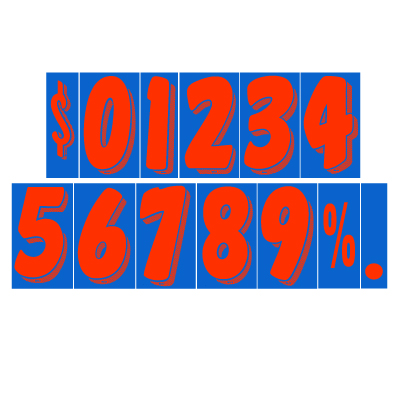 7 1/2 inch Orange & Blue Adhesive Number