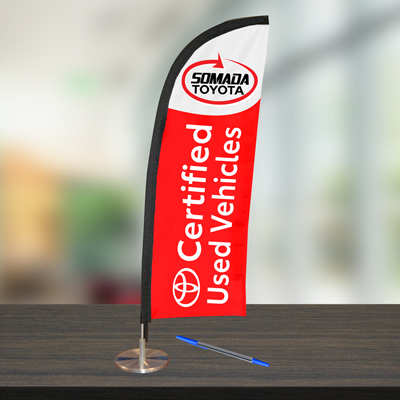 Custom Feather Flag Desk Display