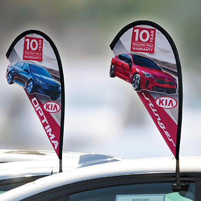 Custom 3-D Mini Teardrop Flag Kit w/ Window Clip
